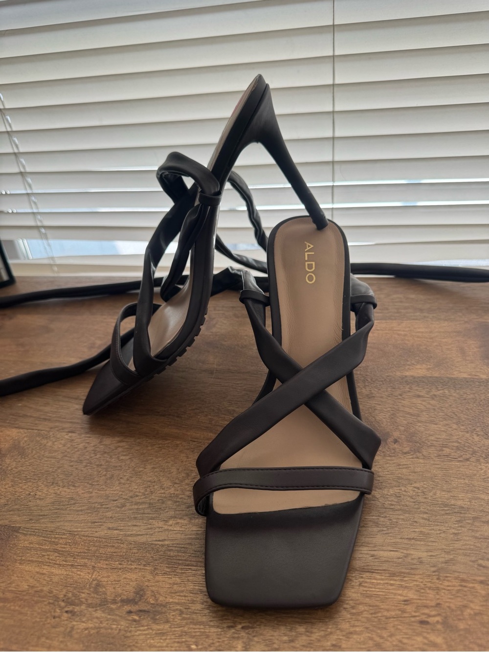 Aldo Black Crisscross Strappy Pointed-Heel Sandals